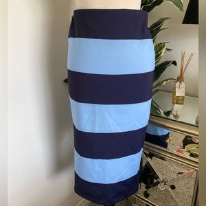 Zara striped Navy and Baby blue high waisted skirt. Stretch fabric, size XS.